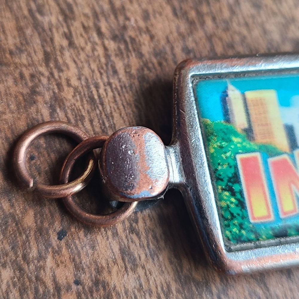 Vtg Indianapolis 500 / #1 Dad Enamel Keychain Tag Front Back Indiana Retro Gift - Picture 4 of 7